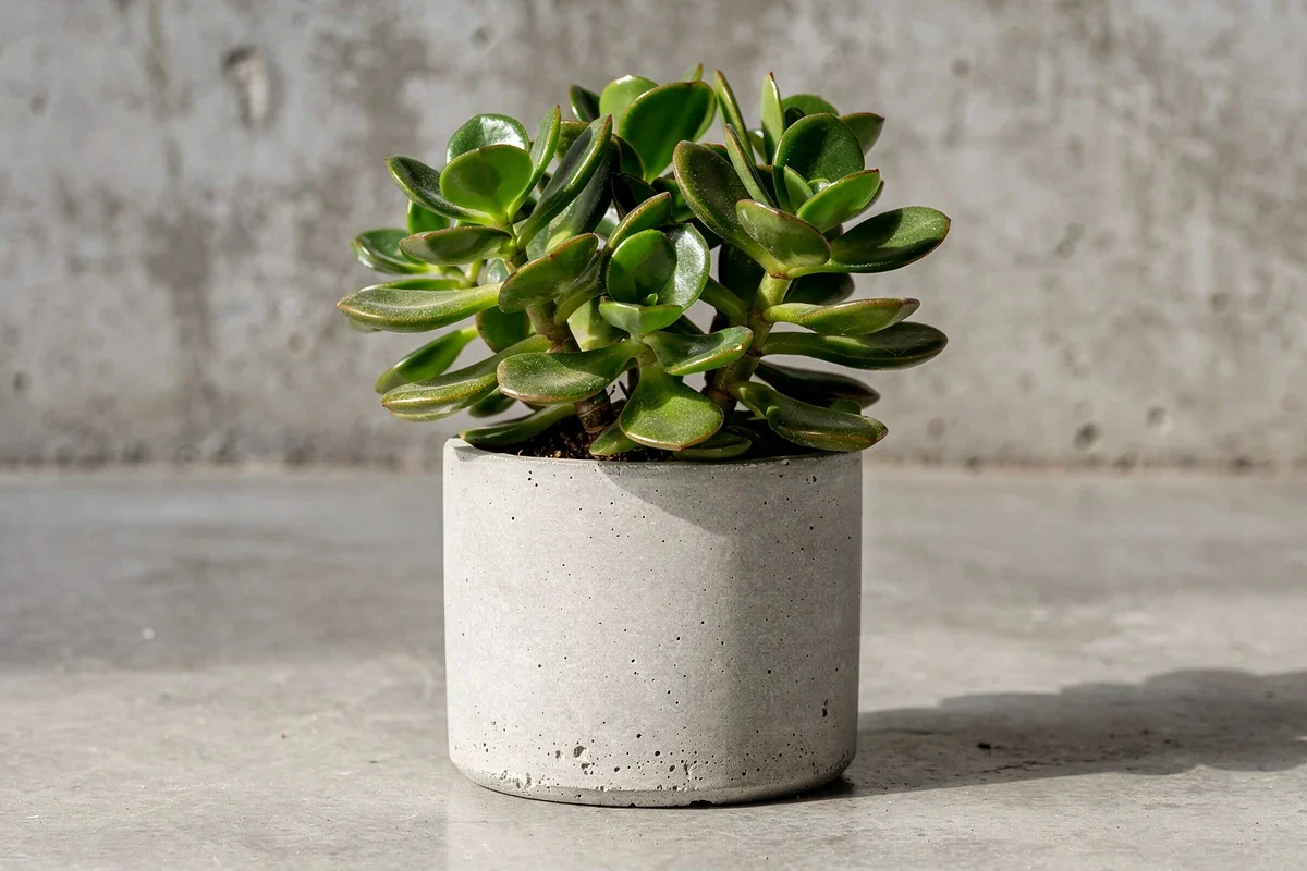 Illustration éditoriale liée à plante de jade avec éléments concrets et contexte naturel